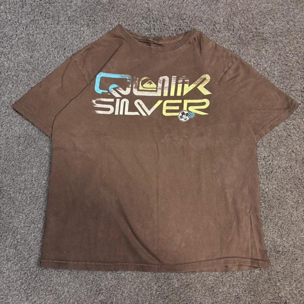 Y2K Quiksilver Spellout Surf Tee Brown